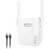 WLAN Repeater Verstaerker 300Mbps Verstärker Access Point WiFi Extender Booster Mini Wireless Signalverstärker mit LAN Port,WPS,USB Port,Ethernet-Netzwerkkabel,Kompatibel zu Allen WLAN Geräten