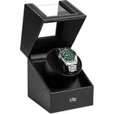 Lian Einzel-Uhrenbeweger mit Leisem Motor für Damen und Herren Automatisch Rotierende Aufbewahrungs- und Präsentationsbox für Mechanische Uhren (Krokodilmuster schwarz)