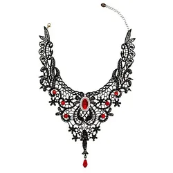 Choker "Spitze", schwarz/rot