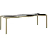 vidaXL Gartentisch mit Glasplatte Beige Poly Rattan