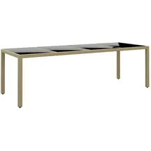 vidaXL Gartentisch mit Glasplatte Beige Poly Rattan