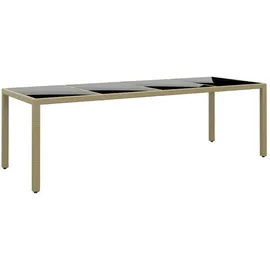 vidaXL Gartentisch mit Glasplatte Beige Poly Rattan