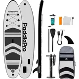 LifeGoods PaddlePro SUP Board, aufblasbares Stand-Up-Paddle-Board, komplettes Set 320x81 cm, 150 kg, Weiß/Schwarz – Paddel Board mit Rucksack, f... - Weiß/Schwarz