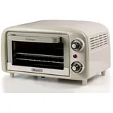 Ariete 3919 Vintage Minibackofen, 10 L Fassungsvermögen, zum Backen oder Erwärmen von Speisen, Temperatur bis 230°C, 60-Minuten-Timer, Edelstahl-Grill, 800W, Doppelverglasung, Beige