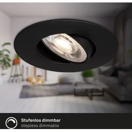 Briloner - 3er Set LED Einbaustrahler 230V, LED Strahler Badezimmer IP65, Deckenstrahler stufenlos dimmbar, Spots, Deckenspots, Badezimmerlampe, Schwarz, 90x42 mm (DxH)
