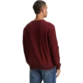 Tom Tailor 1047570 Structured Crewneck Knit Pullover - Samba Red Navy Twotone M