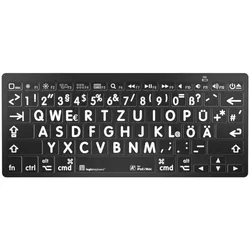 LogicKeyboard MAC Bluetooth Großdruck-Tastatur Weiß auf Schwarz, Mini Layout
