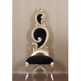 Casa Padrino Barock Esszimmerstuhl Schwarz / Gold 65 x 54 x H. 166 cm - Prunkvoller Mahagoni Küchenstuhl mit edlem Samtstoff - Barock Esszimmer Möbel