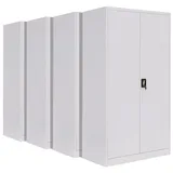 4-Pack LagerZwei Mehrzweckschrank 195x100x50cm I Großer Metallschrank, 4 Fachböden I Aktenschrank weiß, abschließbar I Robuster Allzweckschrank als Werkstattschrank & Büroschrank I Stahlschrank