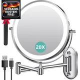 Vergrößerungsspiegel mit Beleuchtung 20X/1X Wandmontage, dimmbar, langlebiger Ak
