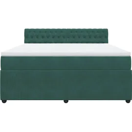 vidaXL Boxspringbett 180 x 200 cm Dunkelgrün