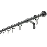 GARDINIA Gardinenstangen-Set Kugel Ø 16 mm Edelstahloptik 120 cm