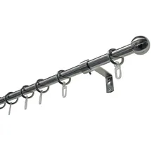 GARDINIA Gardinenstangen-Set Kugel Ø 16 mm Edelstahloptik 120 cm