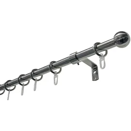 GARDINIA Gardinenstangen-Set Kugel Ø 16 mm Edelstahloptik 120 cm
