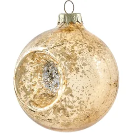 Beliani Weihnachtskugel 50er Set Glas rot/Gold handgemacht Weihnachtskugeln Sparkle