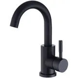 Sjqka - 360° drehbarer Badezimmer-Wasserhahn, höhenverstellbarer Waschbecken-Wasserhahn mit 60 cm flexiblem Rohr, Schwarz
