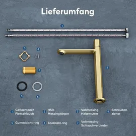 doporro WAO-1190 Waschtischarmatur Gebürstet Gold