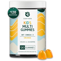 Gumtamin Kids Multivitamin Gummies mit Omega 3 zuckerfrei - 120 vegane Multi Gummibärchen für Kinder - mit Vitaminen, Zink, Jod und Omega 3