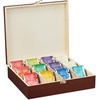 Teebox, 12 Fächer, Holz, Organizer für Teebeutel und Kaffeepads, Teekiste groß HBT: 7,5 x 29 x 26 cm, braun,