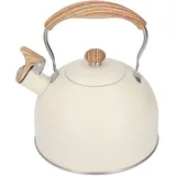 Wasserkessel für Induktion und Gasherd, 2.5L Teekessel mit Holzgriff Edelstahl Pfeifkessel Induktion Moderne Flötenkessel für Holzofen, Wasserkocher Induktionsherd für Tee Kaffee