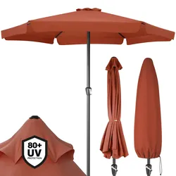 Kingsleeve Sonnenschirm 330 cm mit Kurbel Schutzhülle UV Schutz 80+ wasserabweisend Terracotta