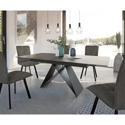 DELIFE Esstisch Davion 160/200x90 cm Keramik Grau Metall ausziehbar, Esstische