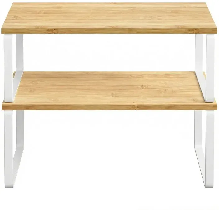 Ochama Gewürzregal, 2er Set Küchenregal, Küchenaufbewahrung, stapelbar, weiß-beige