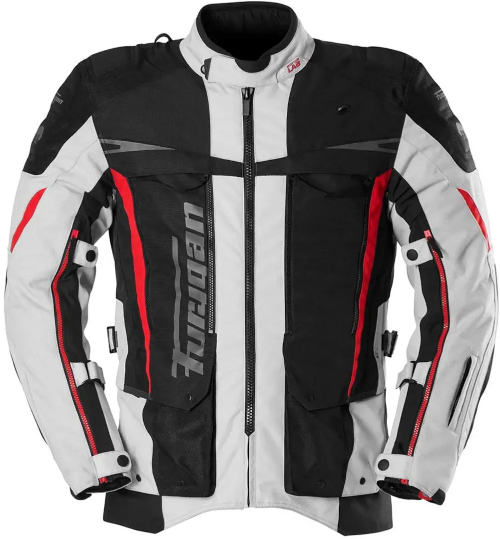 Furygan Montroc 3in1+ Kevlar Primaloft Motorfiets textiel jas, zwart-wit-rood, M Voorman