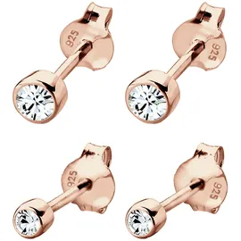 Elli Ohrstecker Set Roségold 925 Sterling Silber 2er Set mit Kristall