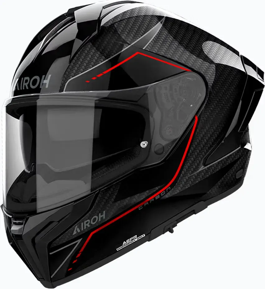 Airoh Matryx Carbon Stylish, casque intégral - Noir/Rouge - XL