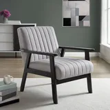 sicaan Vintage-holzsessel Erik aus grauem Stoff