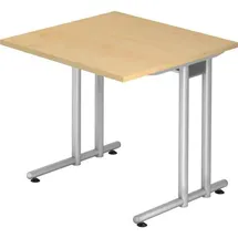 Hammerbacher Schreibtisch ahorn quadratisch, C-Fuß-Gestell silber 80,0 x 80,0 cm