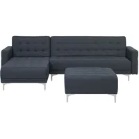 Modul Eckschlafsofa 4-Sitzer ABERDEEN Stoff Dunkelgrau mit Ottomane rechtsseitig