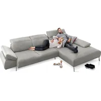 W.Schillig Ecksofa »levi«, inklusive Kopfstützenverstellung & Seitenteilverstellung, Breite 344cm grau