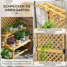 Outsunny Pflanzentreppe 75 x 50 x 166 cm Gelb