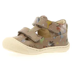 Sandale NATURINO "PUFFY PR REX", Kinder, Gr. 20, taupe dino, Glattleder, bedruckt, animal-print, klassisch, Schuhe, Barfußschuh mit weicher Laufsohle, Größenschablone zum Download