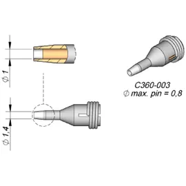 JBC Tools JBC Entlötspitze Serie C360, C360003/Ø 1,0 mm, Außen-Ø 1,4 mm, Pincleaning