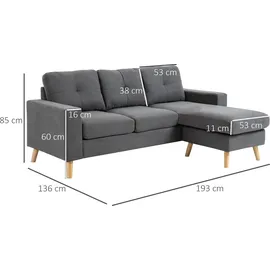 Homcom Ecksofa Leinen, Gummiholz
