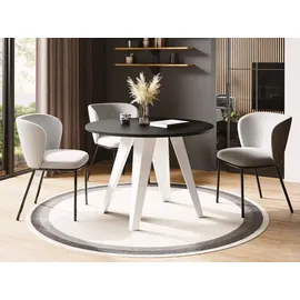 egen micha kliszczun Esstisch Glory Weiß im Industriestil - Modern, Rund - Ausziehbar von 90 cm bis 130 cm, mit Pulverbeschichteten Metallbeinen, Tisch für Kleine Kü... - Schwarz