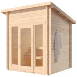 FinnTherm Gartensauna Außensauna mit Montagematerial - Naturbelassen