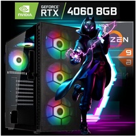 Meinpc BlackFire 5950X RTX 4060 Gaming-PC (AMD Ryzen 9 5950X, GeForce RTX 4060 8GB, 32 GB RAM, 2000 GB SSD, RGB Tower, Gamer, Gaming, RGB) 32 GB - 2000 GB