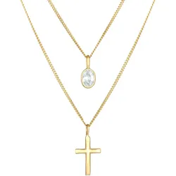 Elli Layer Zirkonia Kreuz Glaube 925 Silber Ketten   Damen 