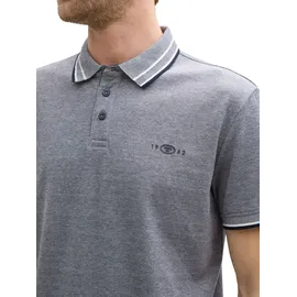 Tom Tailor Poloshirt POLO WITH PRINT Regular Fit 1045629-24571-Blau Weiß Two Tone Pique L