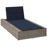 vidaXL Sonnenliege mit schwebender Auflage Grau Poly Rattan