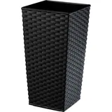 Rattan Blumentopf, Pflanzkübel mit Einlage, 19 cm, Schwarz - Kadax