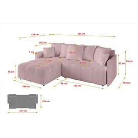 altdecor Ecksofa LONLI-L Cord 2-Sitzer Rosa