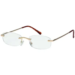 Filtral Randlose Lesebrille/Rahmenlose Unisex Lesehilfe mit Federbügeln für Damen & Herren in gold matt / +2,00