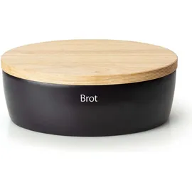 Continenta Brottopf mit Holzdeckel oval 36 cm matt schwarz