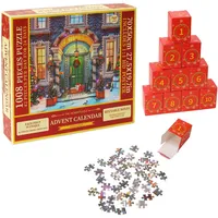 Puzzle-Adventskalender 2024, Weihnachts-Countdown-Kalender, 1008-teiliges Puzzle-Spielzeug-Adventskalender 2024, Weihnachts-Puzzle-Countdown-Kalender für Kinder und Erwachsene (F)
