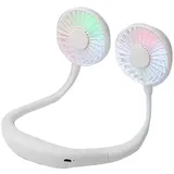 Doppelkühl-nackenventilator, Tragbarer Usb-lade-nackenventilator Zum Aufhängen, Doppelkühl-miniventilator, Outdoor-laubventilator Mit Led-beleuchtung Und Aromatherapie